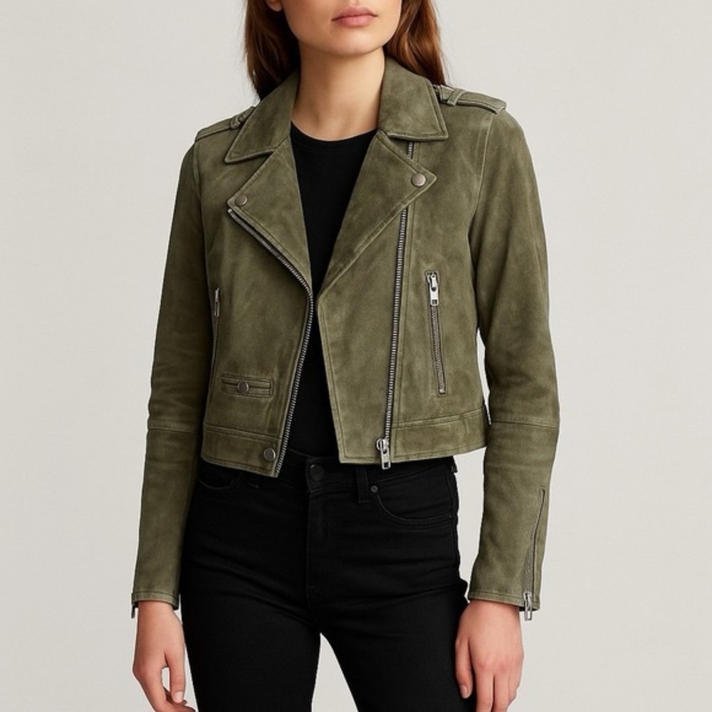 SL8 (BLANKNYC) Olive Suede Biker Jacket